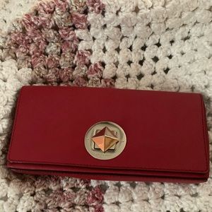 Kate Spade burgundy Leather clutch Pyramid closure